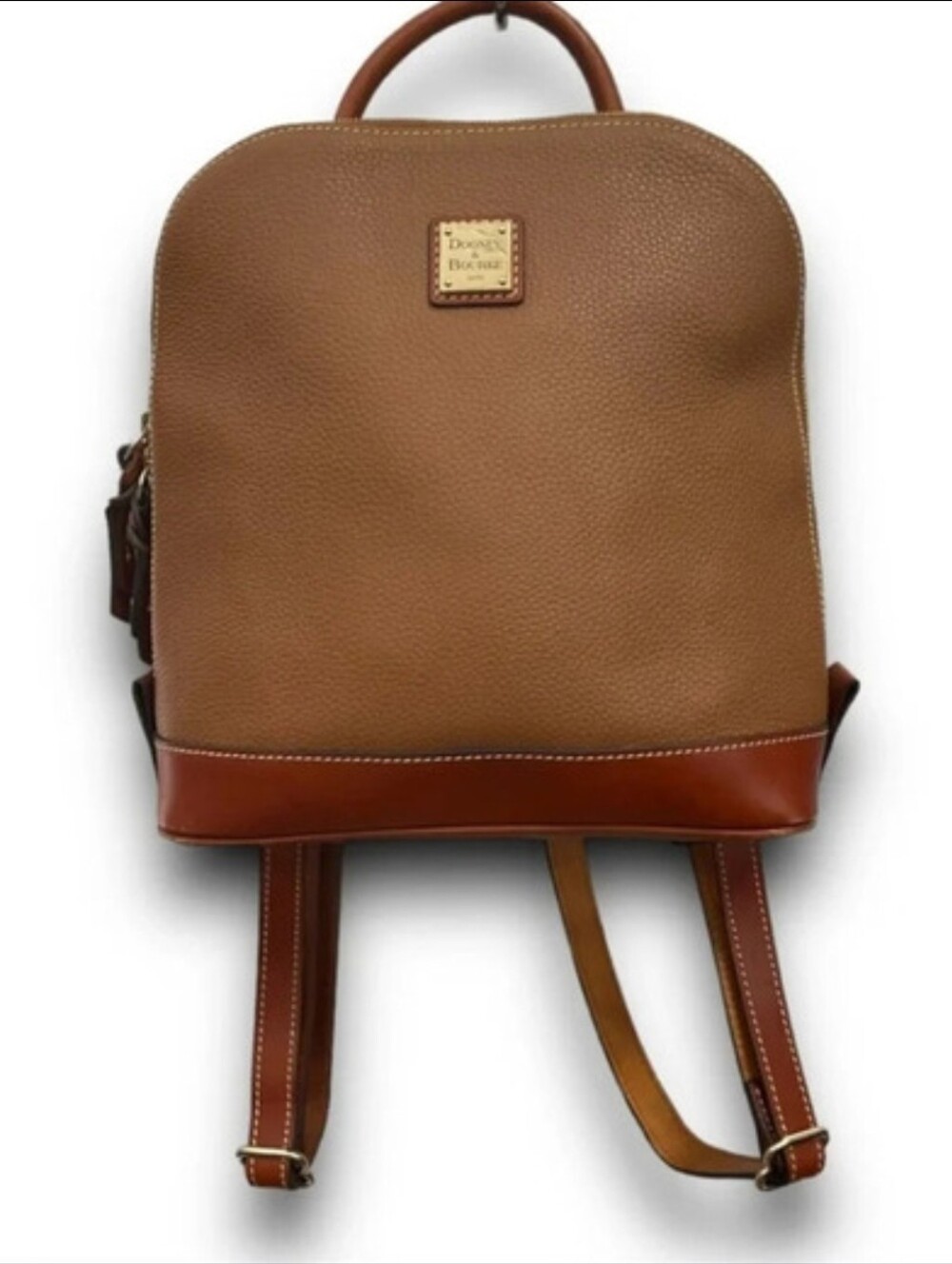Dooney & Bourke Zip Backpack Caramel Color Rich European Pebble Grain Leather.